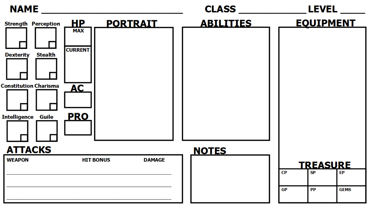My somewhat heavily house ruled Castles & Crusades character sheet.