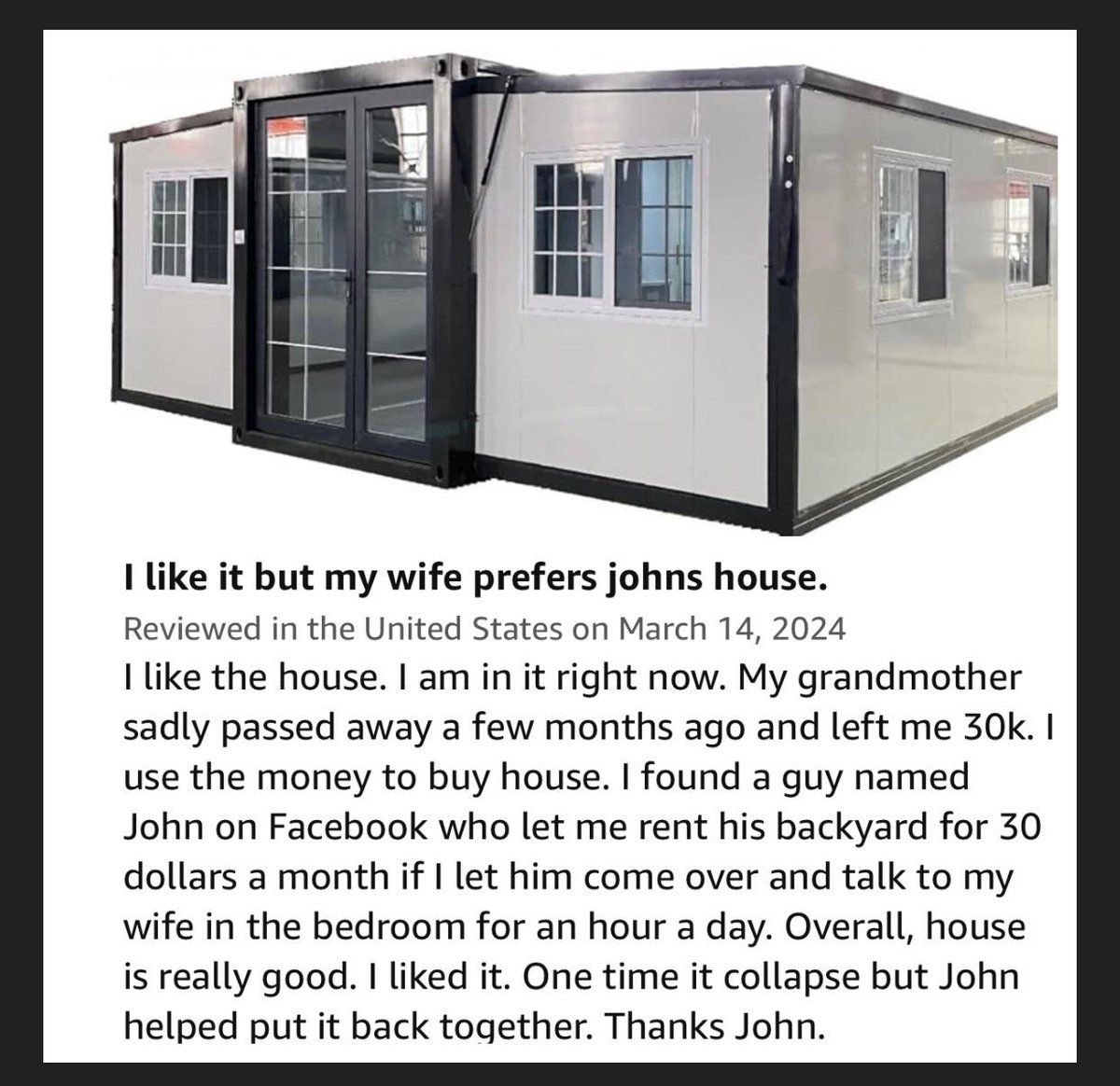 The single review on this house you can buy from Amazon