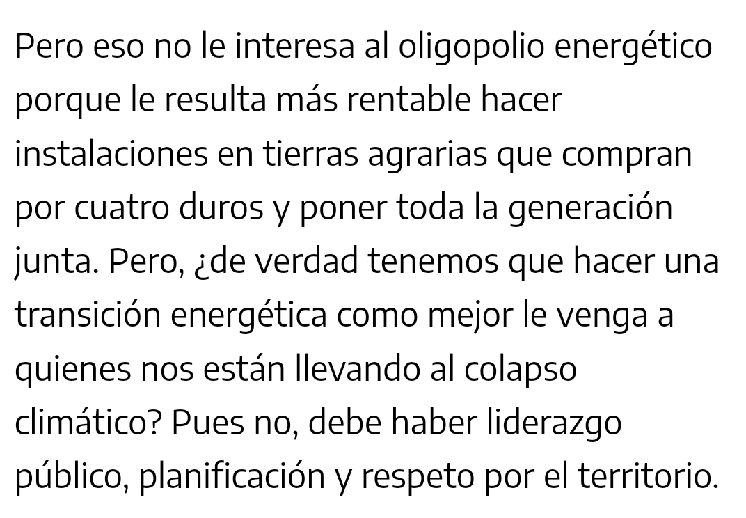 Como o nacionalismo galego, a CUP está a ser questionada por opor-se a um despregamento das renováveis ao serviço do oligopólio energético, mas também tenhem a posiçom clara.