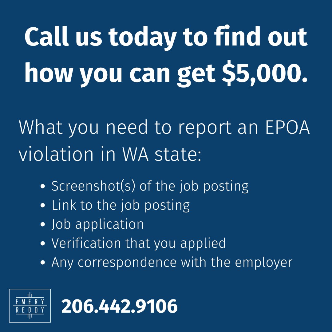 The EPOA was updated in Jan '23 and now requires that companies disclose a salary/wage range on the original job listing. 

#EPOA #EPOAViolations #SalaryTransparency #EmploymentLaw #PayEquality #WorkerRights #EmploymentLawyer #FairPay #EmeryReddy #EmeryReddyLaw