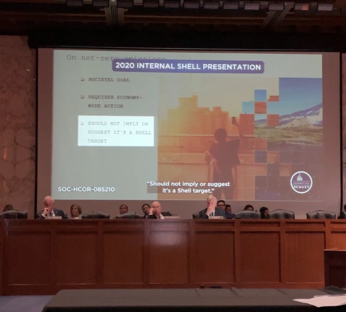 Incredible hearing in @SenateBudget today just scratching the surface of Big Oil’s deception campaigns. 

One example 👇🏽, @Shell specifically instructed employees to avoid any suggestion that limiting warming to 1.5 degrees is a goal of the company. Shame. #MakePollutersPay