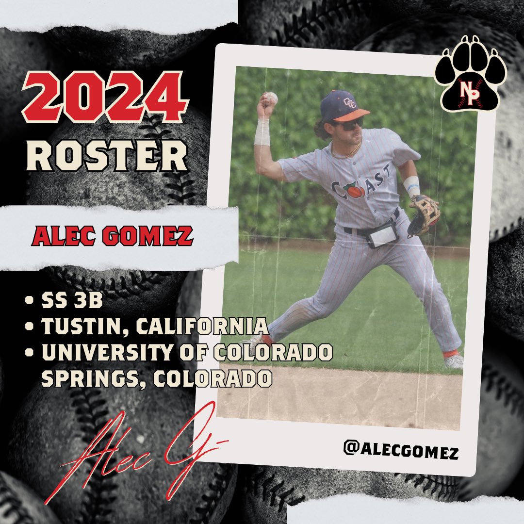 Meet Alec Gomez, the versatile SS/3B powerhouse for The Kamloops Northpaws, hailing from Trustin, California, and a standout player at the University of Colorado Springs during the regular season. Batting an impressive .338 in 2024! ⚾️🔥 Let's welcome Alec to the team! #pawsup