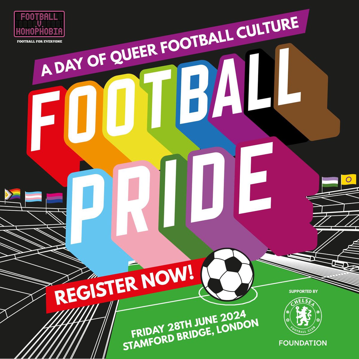 #FootballPride 2024 is coming to London on Friday 28 June 🏳️‍🌈🏳️‍⚧️🥳 Building on the success of last year’s event in MCR, Football Pride will be held at Chelsea FC on the day before the annual Pride in London parade with support from @CFCFoundation Tickets: eventbrite.co.uk/e/football-pri…