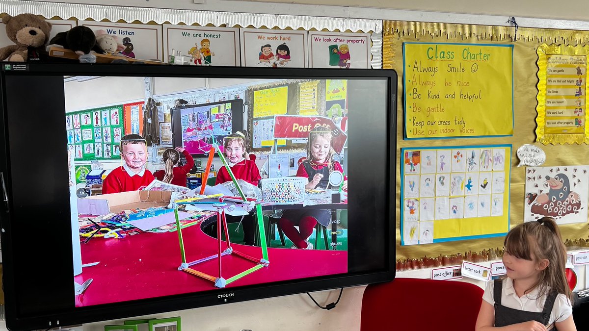 Year 1 were busy this afternoon making model houses (and a bit of a mess!) after designing them yesterday, thinking carefully about the properties of different materials. We used our iPad camera to show live updates of our creations on our smart board for our friends to see.