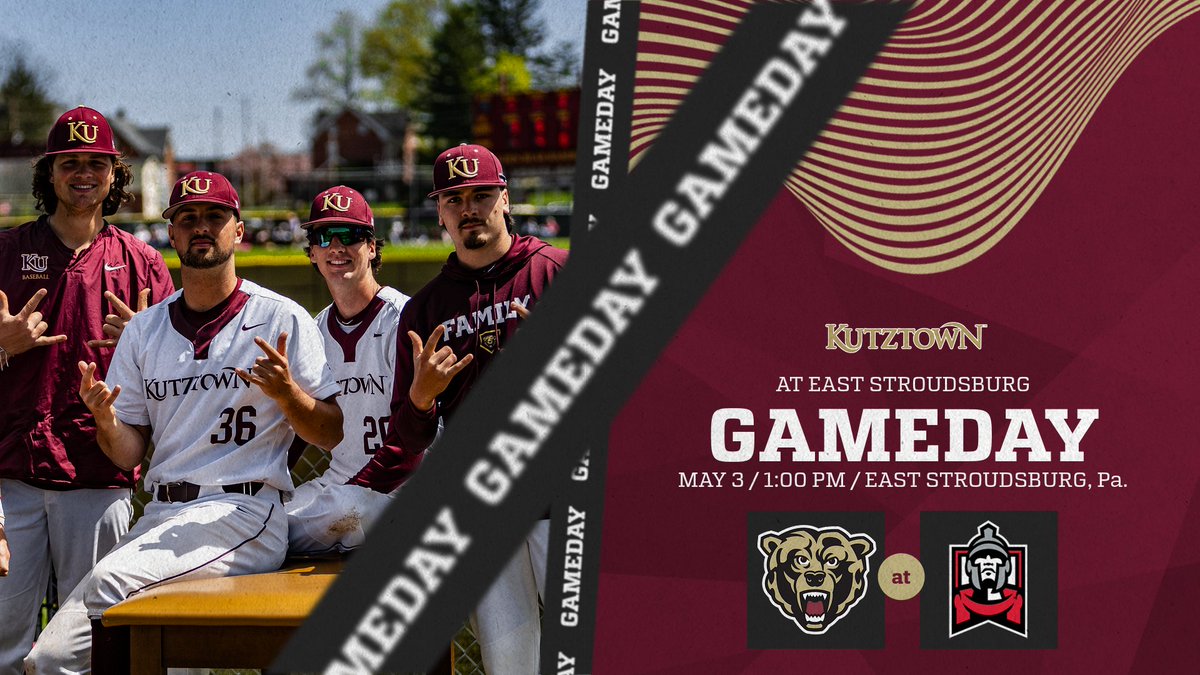 GAMEDAY | Final ride for @KUBearsBaseball in 2024 as they make the trip to East Stroudsburg for a PSAC East doubleheader! #HereYouRoar

📊bit.ly/3Awbq6s
📺bit.ly/3eHEtw2