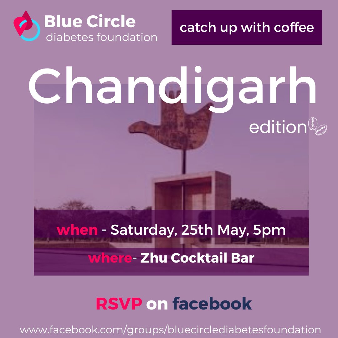 ☕ Chandigarh friends with all types of diabetes, let's catch up over coffee on Saturday 25th May 2024, 5PM! ☕RSVP: fb.me/e/bIqJE1KX5 ☕Any questions? Ask on our Facebook community, Diabetes Support Network - India ☕Zhu Cocktail Bar maps.app.goo.gl/gRMFDGhGNeUX7c…