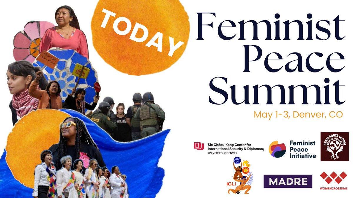 Our Feminist Peace Summit begins TODAY! We are so grateful to the community who will be joining us here in Denver and we are privileged to be collaborating with @MADREspeaks, @ggjalliance, @WomenCrossDMZ, and the Feminist Peace Initiative. feministpeacesummit.org for schedule!