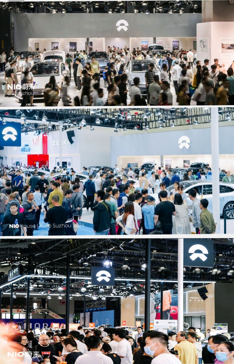 jaimoncete's tweet photo. $NIO #NIOcars tha NIO booths packed with visitors! 2024 May first Day; several South China International Auto Shows, Guangzhou, Suzhou, Xiamen, Changsha... NIO Volunteer: "In Guangzhou more than 100 orders during the morning" 👍🏽 https://t.co/xW12NhOF63