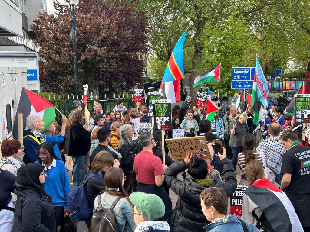 Big #Kings4Palestine rally at Denmark Hill campus to mark #MayDay4Palestine!