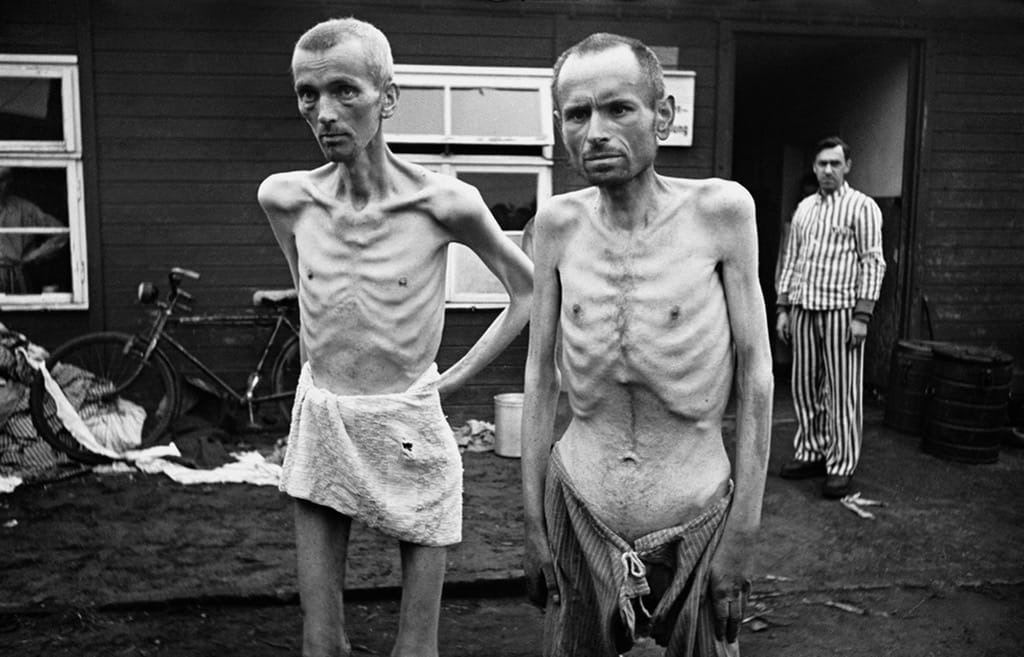 Prisoners of Sachsenhausen concentration camp liberated by Soviet and Polish troops. Germany, 1945.