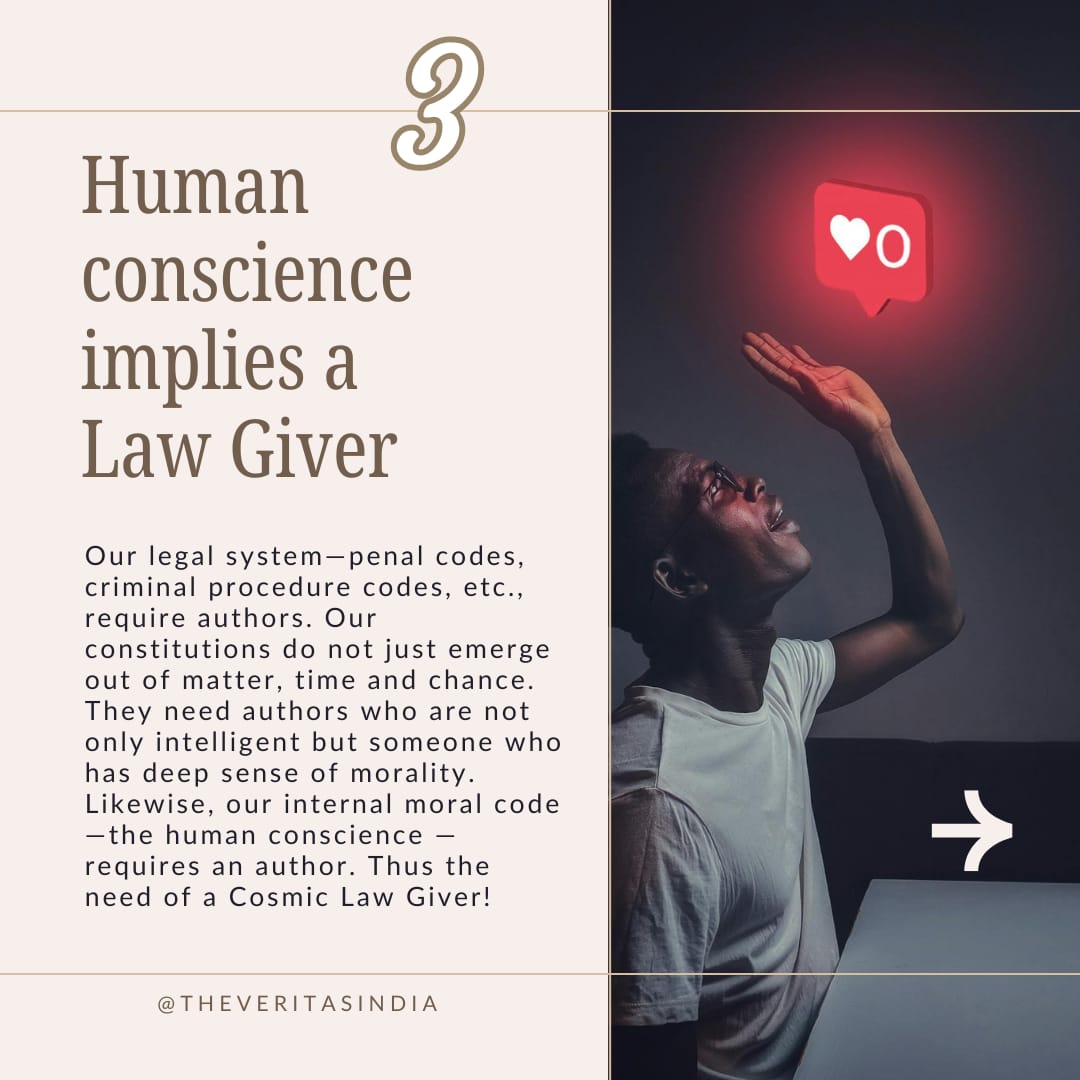theveritasindia's tweet photo. 4 Reasons to Believe in God - 1. #FiniteUnivers implies a #CosmicCause
2. Design in the Universe implies a #CosmicDesigner
3. #HumanConscience implies a #LawGiver
4. #HumanReason implies a #RationalCause #PrakashGantela #VeritasBibleInstitute https://t.co/FL4syqqZCk