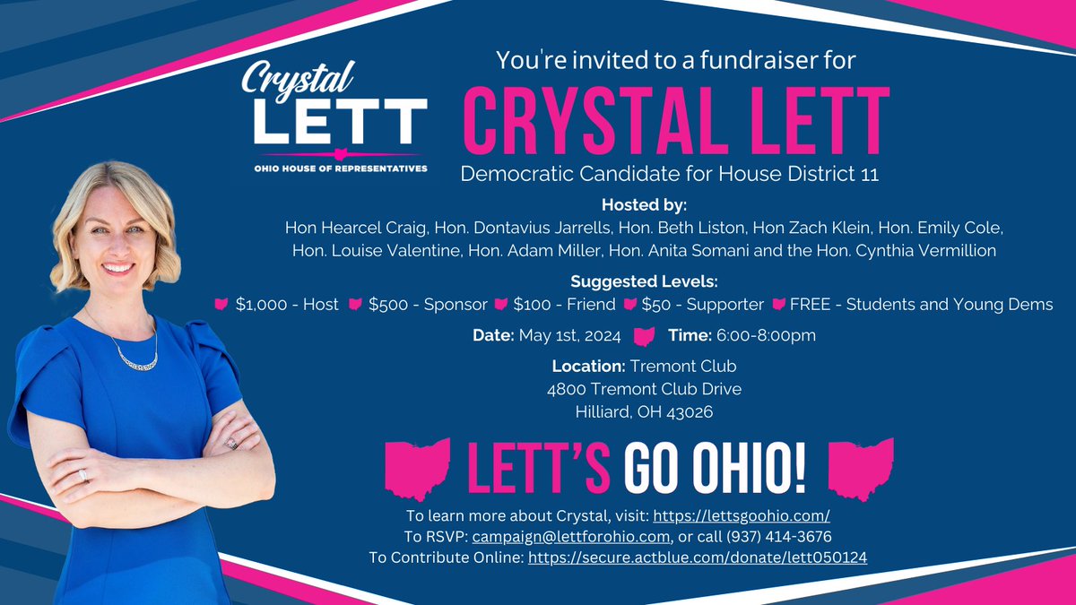 Join @HearcelCraig, @iamDontavius, @Liston4Ohio, @CityAttyKlein, @mamacoleio, @LValentineOH, @Miller4Ohio, @AnitaSomaniMD and @ohiomamacita for our campaign kick-off today at the Tremont Club in Hilliard! Hope to see you there!
