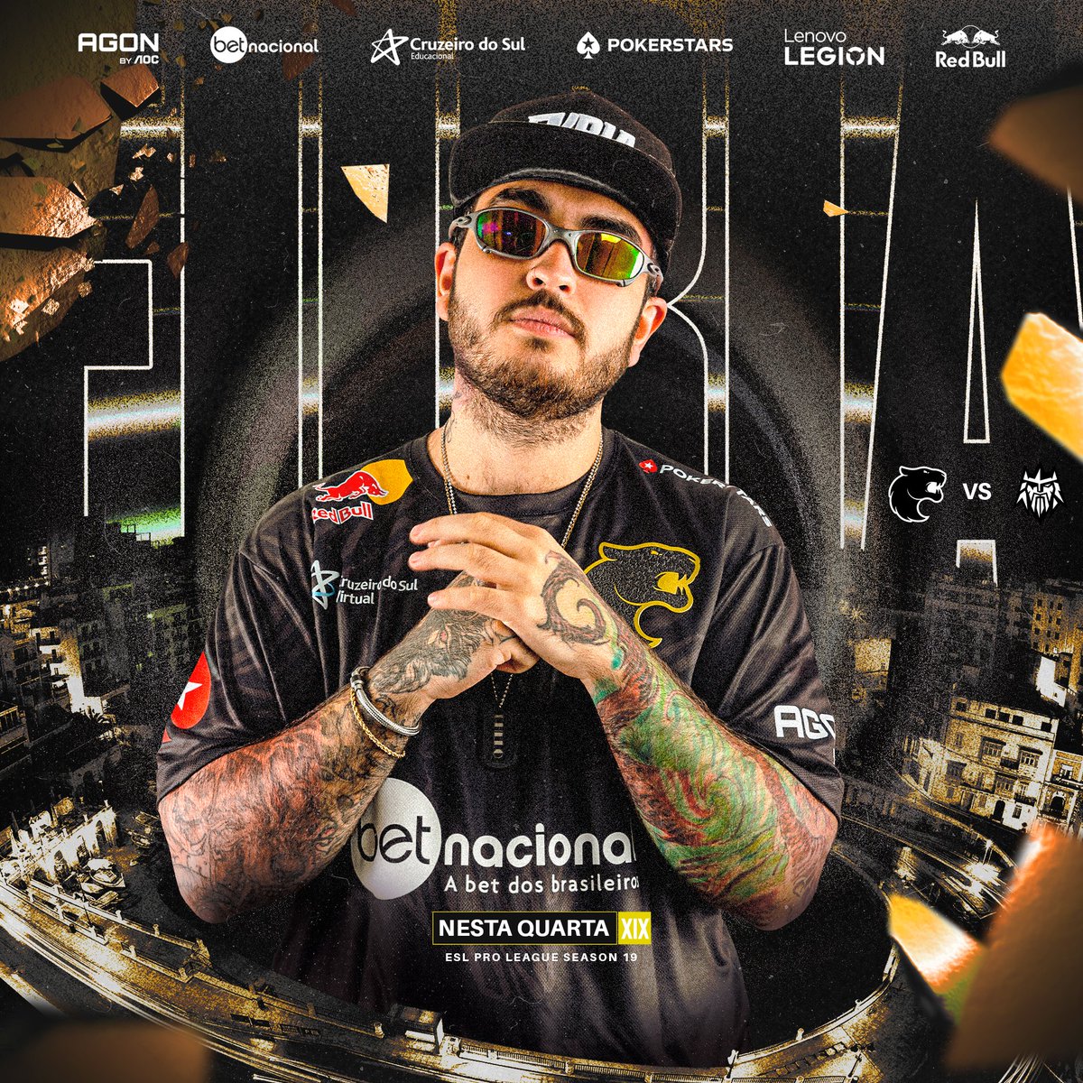 pra vc que ta aí À TOA no feriado, chega mais que é hora de Brasil no server pela #ESLProLeague 19! 🇧🇷🇲🇹 #FURIACS enfrenta a @forzegg em MD3 pelo Mid Bracket do grupo C, ao vivo em: Twitch.tv/gaules 🔴 #DIADEFURIA