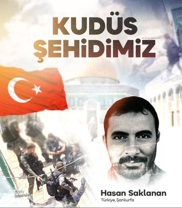 #Hasan_Saklanan #Allahuakbar  Kardeşimizin şehadeti mübarek olsun.  Filistin ve Kudüs davası ümmetin ortak davasıdır. İspatı Hasan el-Benna'dır, Urfalı Hasan'dır #HasanSaklanan ...