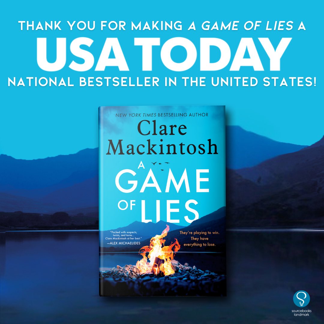Feeling exhausted and a bit tearful as I make my way home from a 16 day US/Toronto tour, so it’s wonderful to hear that #AGameofLies is a @USATODAY bestseller!