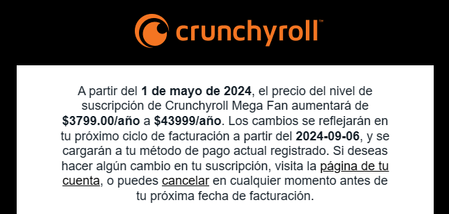 porqueTTarg's tweet photo. "Crunchyroll":

Porque hoy se anunció un aumento del 1000% en la suscripción anual de Crunchyroll. https://t.co/u0PpGCOVNy
