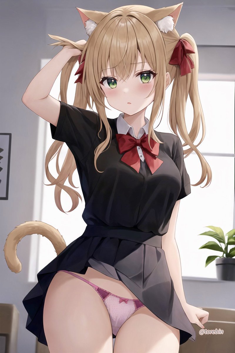 torebin's tweet image. 主ぃ、これで良い？　ฅ ᐢ⩌ ̫ ⩌ᐢ و
猫耳ツインテール娘のパンチラが見たいとか…困った主様にゃぁ…。

Lord, is this okay?　ฅ ᐢ⩌ ̫ ⩌ᐢ و 
I want to see panty shots of a cat-eared, twin-tailed girl...I&apos;m a troubled master, meow...

AI+加筆🖌️
AI+retouching🖌️
#AIイラスト
#AIart