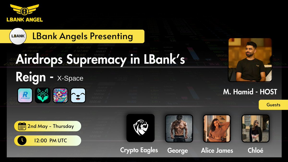 Join X-Space AMA to experience the huge list of AIRDROPS LBank is offering to you all! Topic: Airdrops Supremacy In LBank’s Reign I am highly honored to have @CryptoProject6 as our prime guest! RULES 1- Just follow @LBankAngels & @HaMidOwAiSi3 Date: 2nd May 2024 Time:…