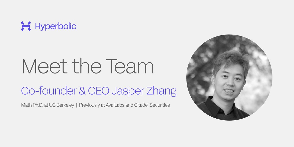 Ever wondered who's behind Hyperbolic? Time to meet the team! In today's installment, we'd like to intro you to our Co-founder and CEO Jasper Zhang (@zjasper666). He's a math prodigy who's determined to make open-access AI a reality for builders and dreamers everywhere.…