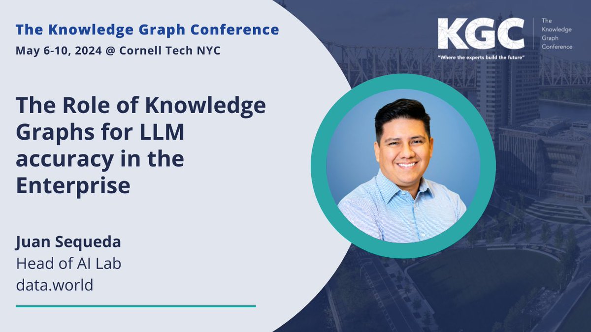 Excited to be @KGConference next week to talk about how Knowledge Graphs are foundational for trusted answers w/ LLMs in the enterprise @WorkingOntology & I will be sharing the latest results coming from the @datadotworld AI Lab, on further increasing LLM accuracy w/ ontologies.