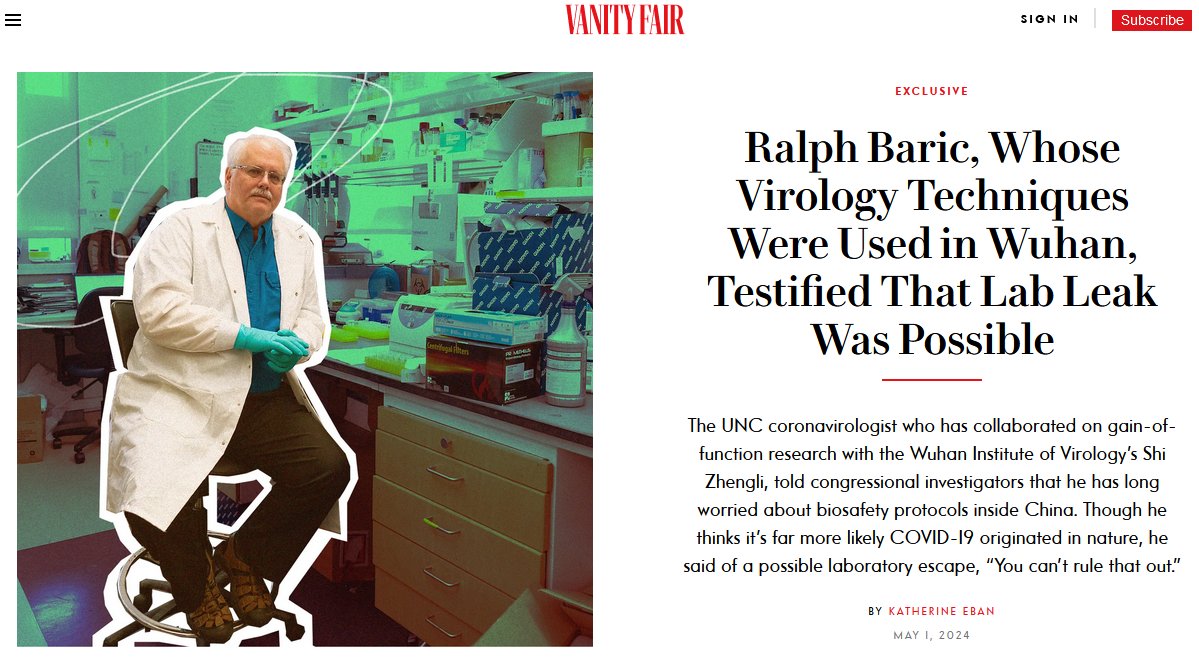 This is pretty damning: 'Baric testified that he had specifically warned Shi Zhengli that the WIV’s critical coronavirus research was being conducted in labs with insufficient biosafety protections. When he urged her to move the work to a more secure biosafety level 3 (BSL-3)…