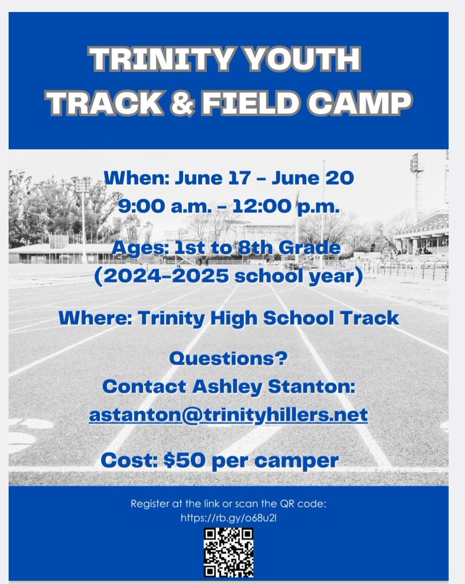 Our Trinity Youth Camp will be held June 17th-20th 9am-12pm. See attached flyer for details! 
Registration link: docs.google.com/forms/d/e/1FAI…