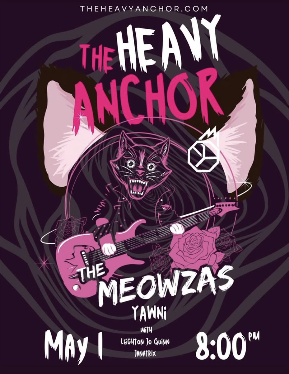 Show Wednesday at 8pm - The Meowzas - YAWNi (NC) - Leighton Jo Quinn - Janatrix $10 for the show, no cover to get in the bar side Bar opens at 5pm / Doors at 7pm / Show at 8pm