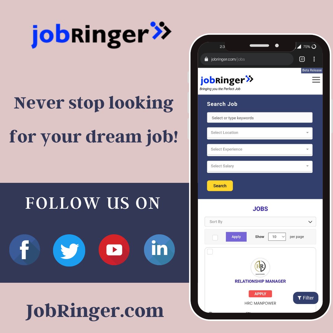 never stop looking for your dream job
.
.
.
#job #jobringer #jobseekers #jobsinindia #jobsearch #jobhiring #jobsforyou #jobsearching #jobseeker #wfhjobs #itjobs #pharmajobs #hrjobs #remotejobs #freshersjobs #salesjobs #jobringerjobs #freshershiring #freshersvacancy #wfh #wfhlife