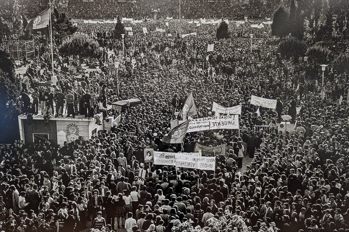 May Day demonstration, Lisbon, Portugal, May 1, 1974. First May Day demonstration held after the Carnation Revolution.