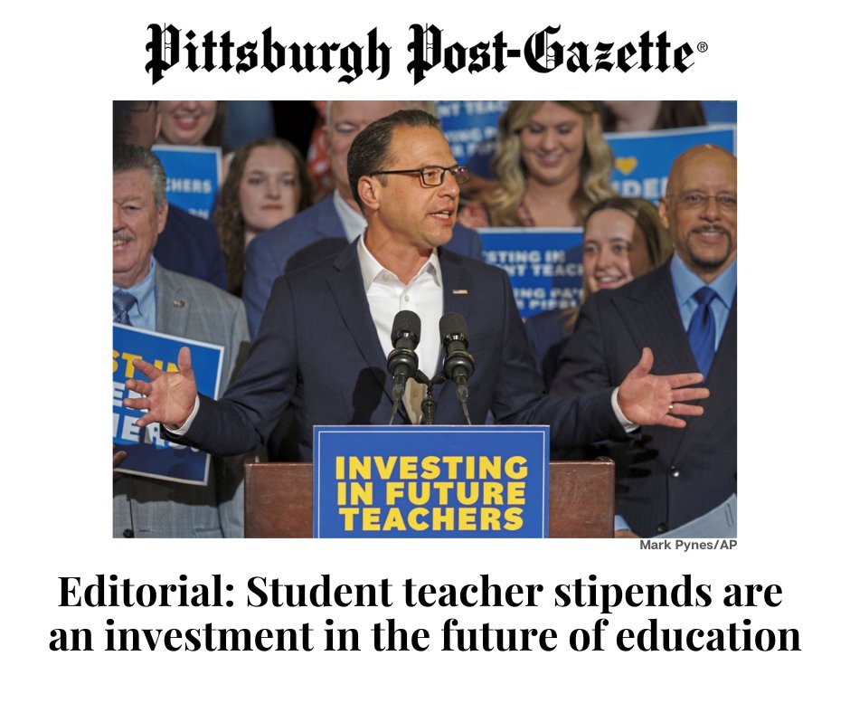 “Student teaching stipends are a smart and necessary way to quickly support the teacher pipeline while other reforms... are ironed out and implemented.” We’re excited to see support for #studentteachingstipends from @PittsburghPG! Read more solutions here: tinyurl.com/mr3cz5u3