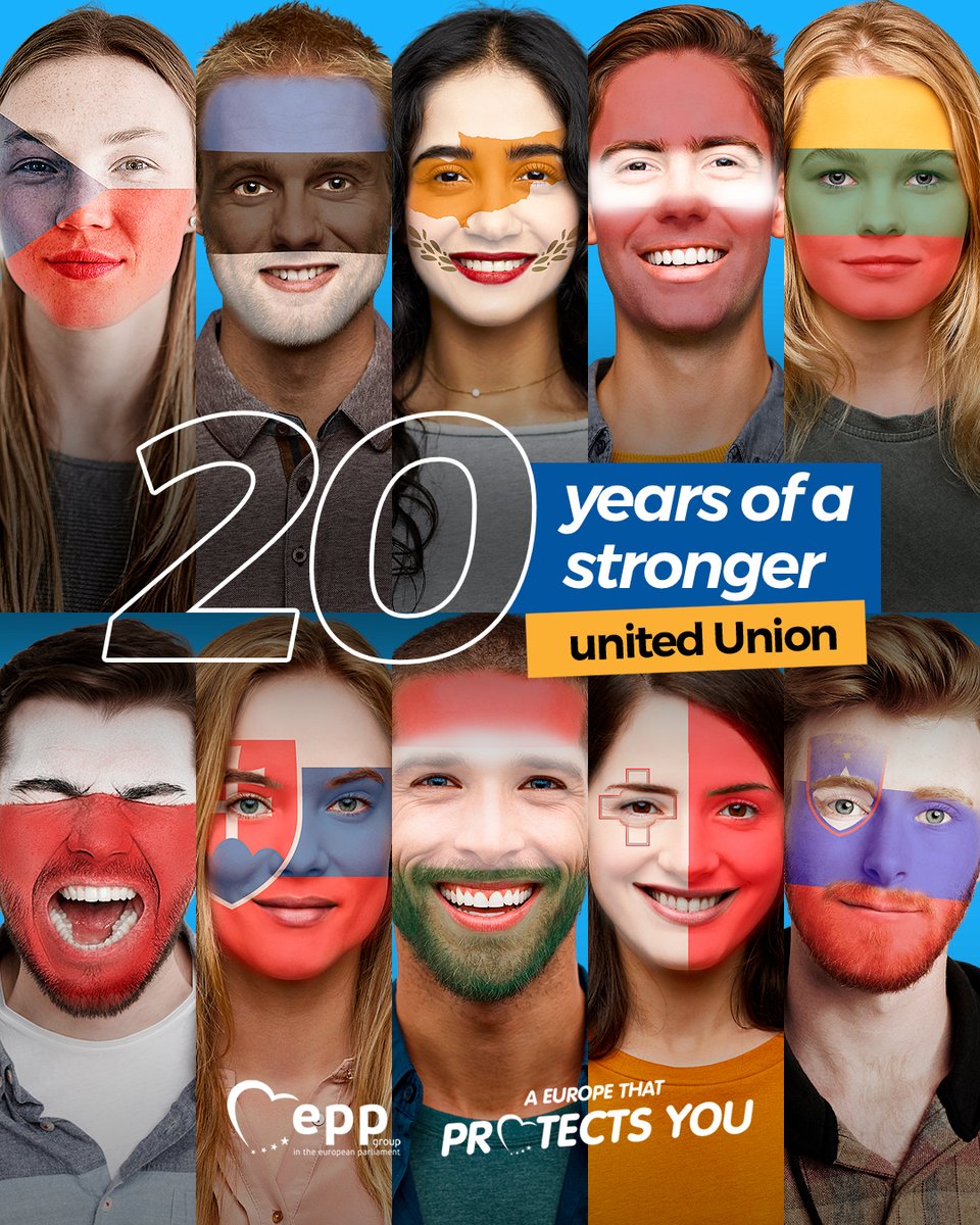 It has been 20 years since the historic EU enlargement of 2004. Together, we've taken giant strides forward, but our journey isn't over yet. We will continue to strengthen our unity and tackle future challenges. Together, we are stronger. 🇪🇺 #EUEnlargement20