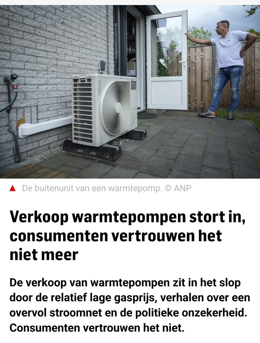 Vraag #warmtepompen fors teruggelopen
Vraag EV's fors teruggelopen
Vraag #zonnepanelen fors teruggelopen 

Heeft NL zijn gezond verstand weer terug gevonden?