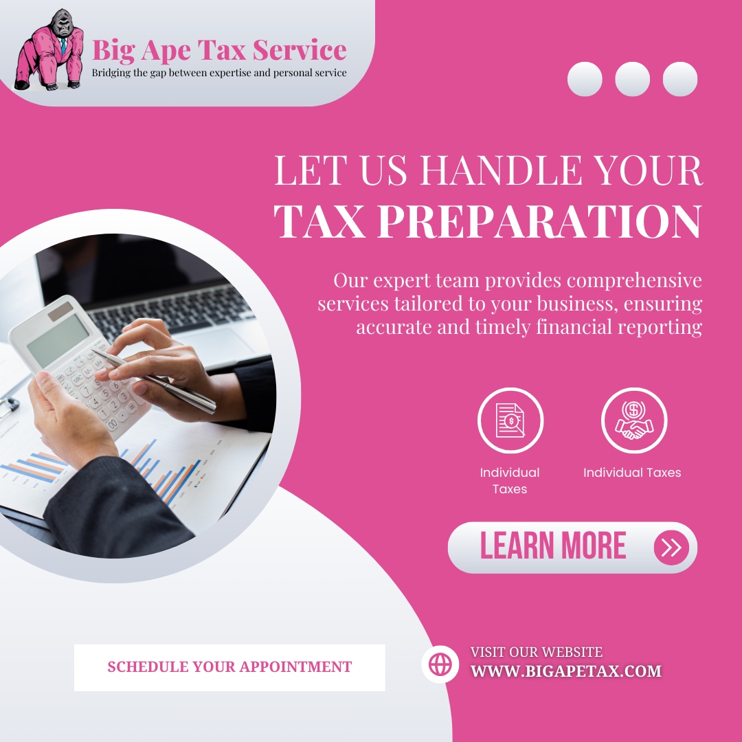 Experience the difference with us. Contact us today for a consultation! 💼

🌐 calendly.com/bigapetax/30min

#TaxTime #RefundAlert #IRSInfo #EasyTaxPrep #MaxRefund #TaxTips #ClaimIt #RefundTrack #TaxHelp #FileNow #DeductSmart #RefundJoy #EasyFiling #NoStressTax #SafeRefund