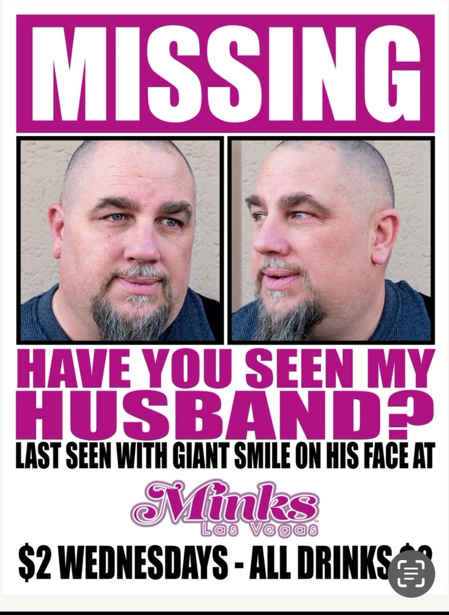 Missing: This guy.
Last seen enjoying $2 'You Call It' drinks at Minks. 
5PM-4AM all drinks & beers only $2!
Come get a smile plastered on your face!
#Minks #MinksVegas #Humpday #YouCallIt #LasVegasLocals #CheapDrinks #StripClubs #LasVegasStripClub #Wednesday