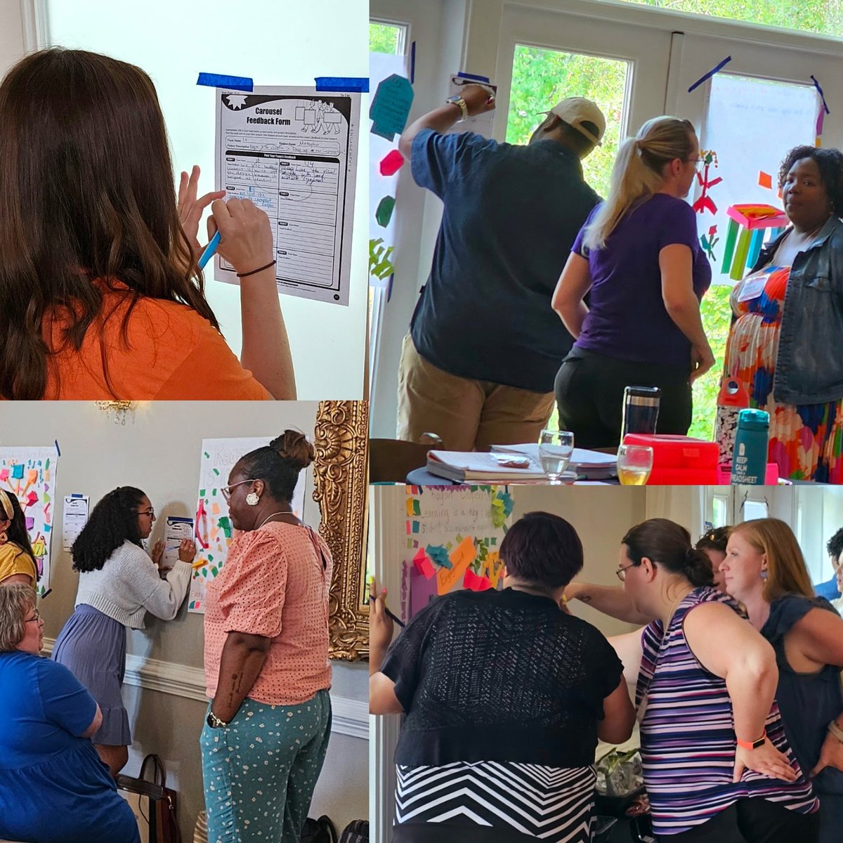 Around and around, they go! Participants engaged in the 'Carousal Feedback' Kagan Cooperative Learning Structure as a way to efficiently present and provide feedback on their team projects. @rickatkagan @KaganOnline
