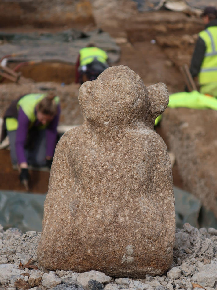 A 1,800-year-old sandstone carving unearthed at a Roman fort in southwestern Germany may represent a hybrid Romano-Germanic deity with a human head and legs that merge into a snake that may have been a part of a Jupiter Column unearthed 100 years ago. archaeology.org/news/12356-240…