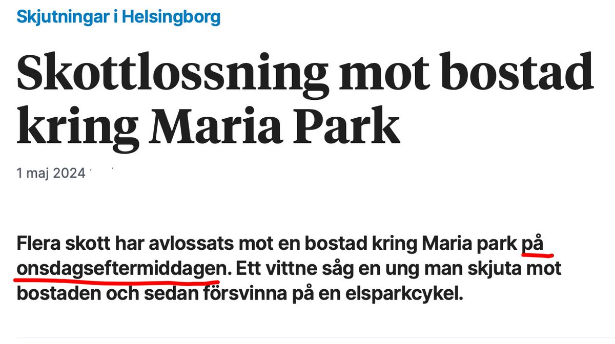 Skjutning mitt på eftermiddagen…