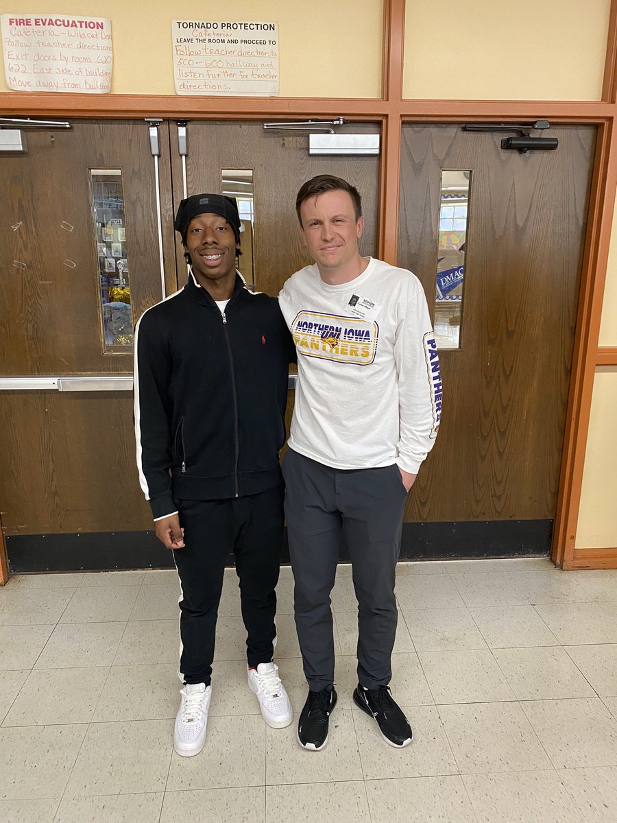 thank you @CoachTMeyer21 for visiting today to talk some @UNIFootball i look forward to coming out and competing at camp soon! #EverLoyal