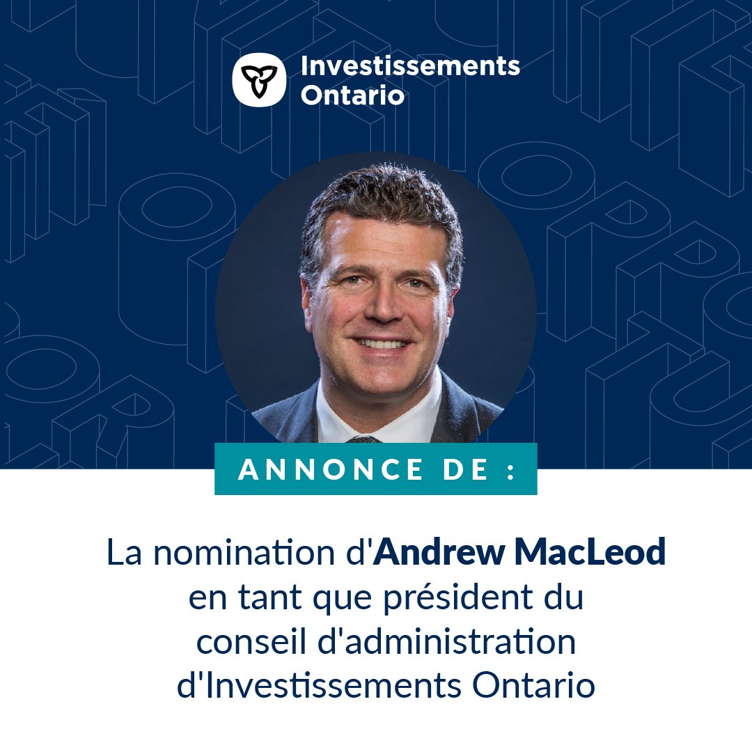 Andrew MacLeod a été nommé président du conseil d’administration d’Investissements Ontario. Il est l’actuel président et directeur général de Postmedia, ayant occupé au cours de sa carrière divers postes de direction au sein de l’organisation. investontario.ca/fr/conseil-dad…
