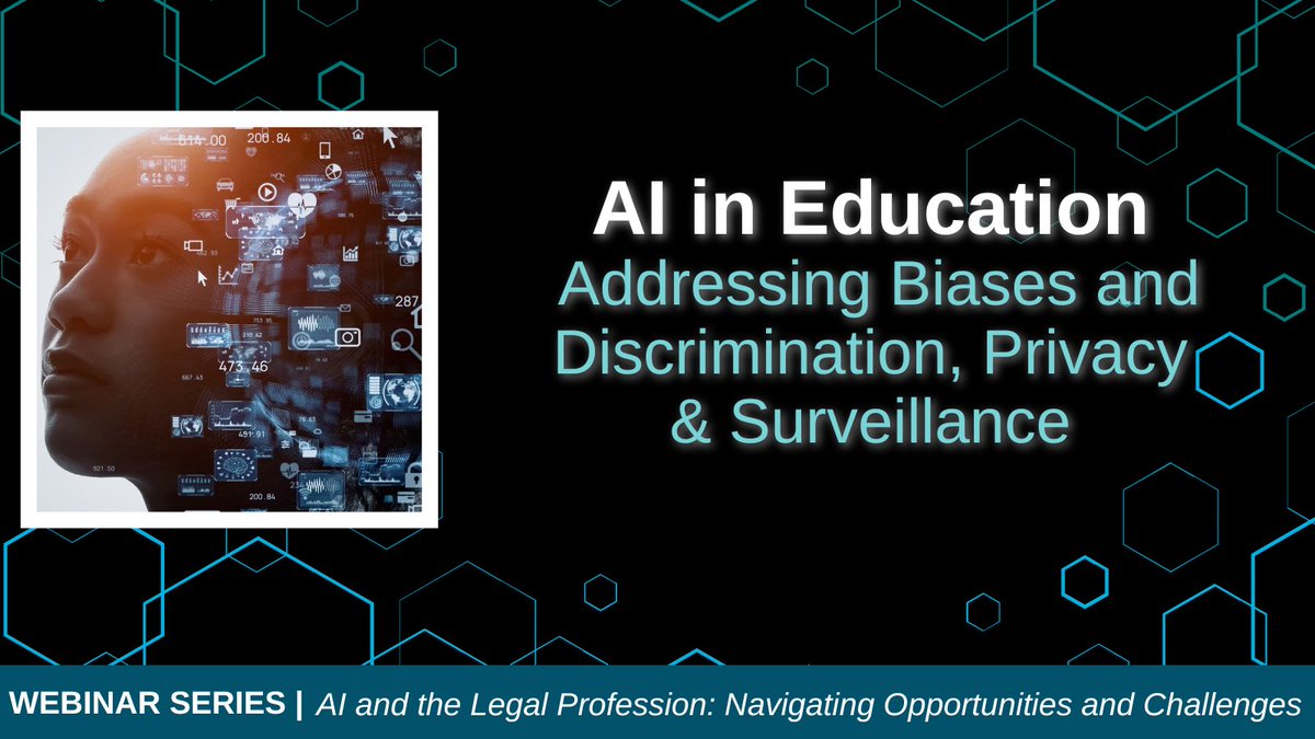 Join us WEDNESDAY, May 22 @ 2:00pm ET for our FREE webinar: “AI in Education: Addressing Biases and Discrimination, Privacy & Surveillance! Don't miss out as we discuss the emerging complexities in AI education. Register ➡️americanbar.org/events-cle/mtg…