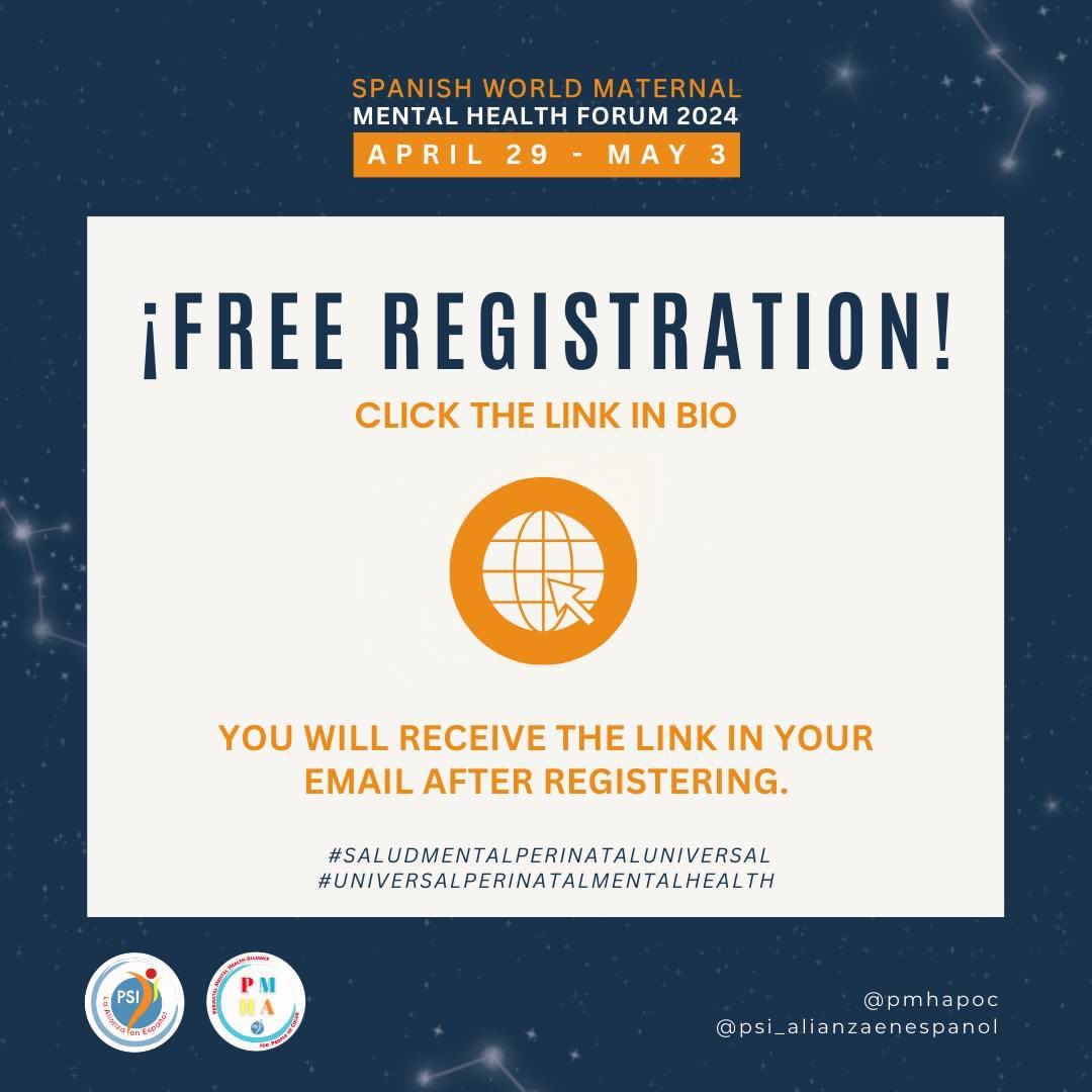 Click the link in @pmhapoc’s bio to register for our MMH Forum in Spanish. bit.ly/3VN0DAK Toolkit in Spanish: bit.ly/3PSyjJo Toolkit in English: bit.ly/3PSyjJo #weare1in5 #worldmmhday #strongertogether #mmhmomth2024