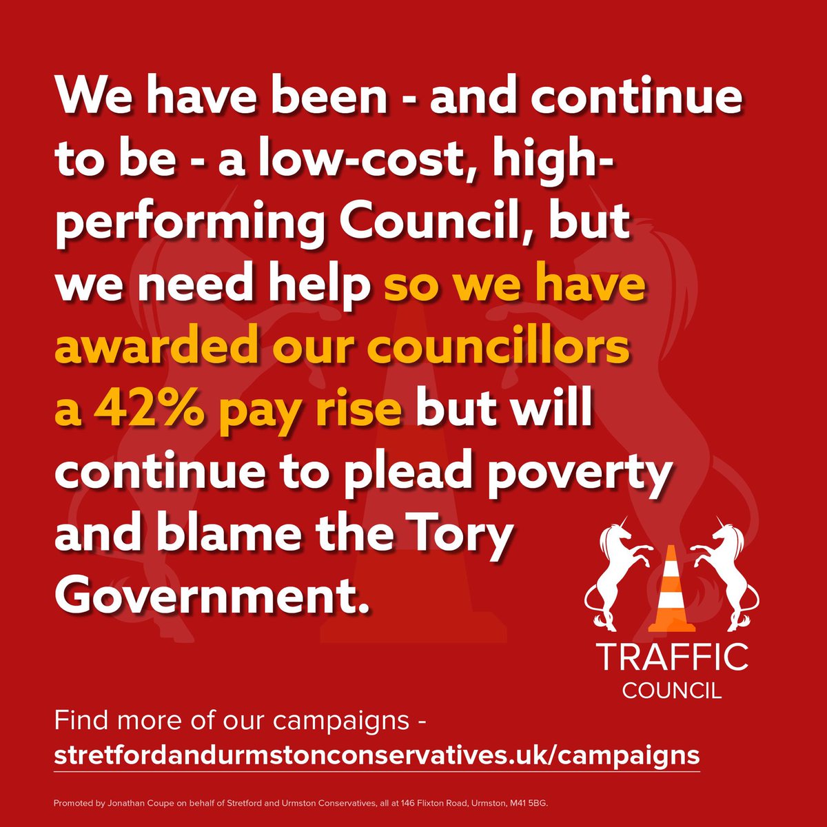 StuartDonnelly's tweet photo. Let’s not forget that the Labour run Trafford Council awarded themselves a 42% pay rise whilst pleading poverty. 
It's time to give Labour the red card for dumping failed election candidates in #GorseHill &amp; #Cornbrook and vote local Vote 🗳️DONNELLY #trafford https://t.co/47M0AMw3I7