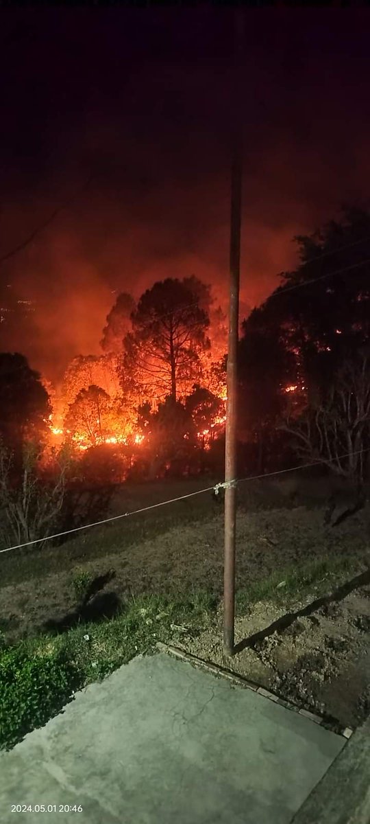 Forest fire reached near house in Manila of Almora (Uttarakhand) Pic from Anand Singh Ghughtyal Ji