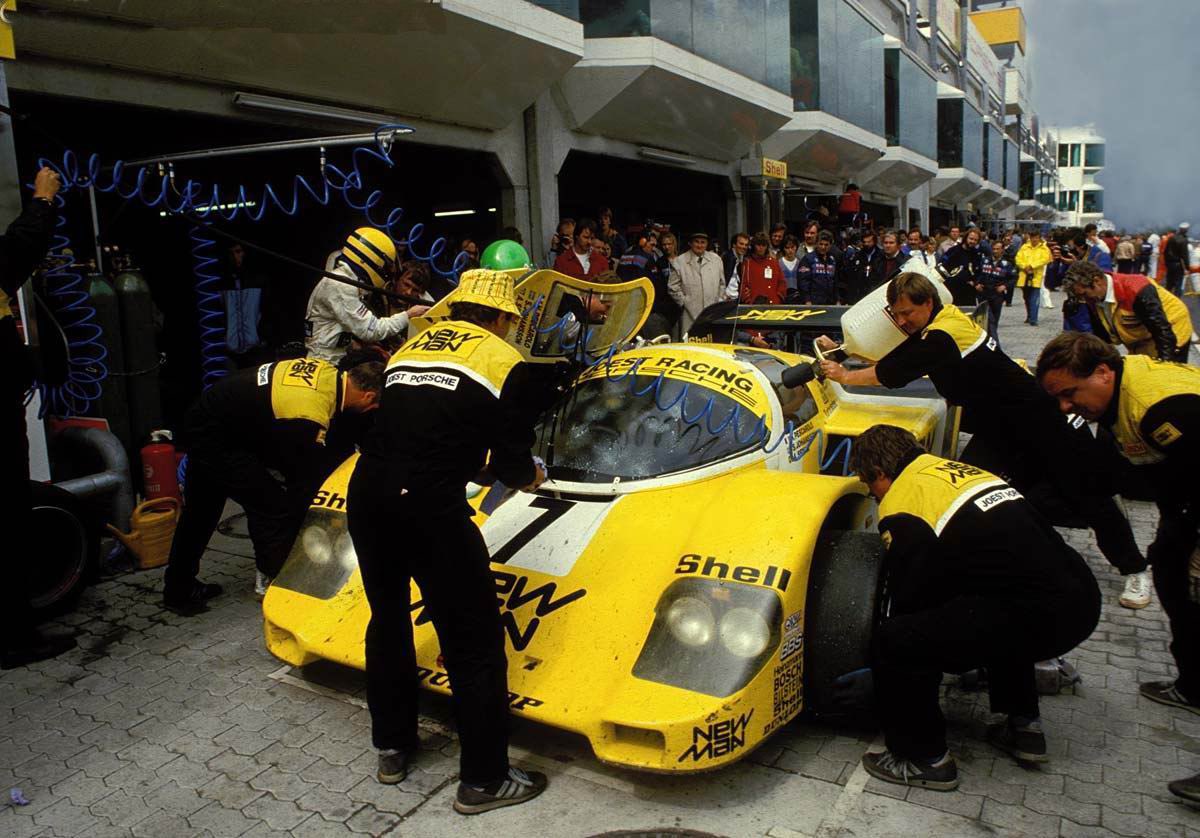 When Senna raced sportscars. Before breaking onto the F1 scene, Senna shared the #7 New-Man Joest Porsche 956 with Stefan Johansson and Henri Pescarolo at the 1984 1000km Nürburgring. Senna impressed the paddock as the team finished P8 despite issues. #Senna30 #GroupC