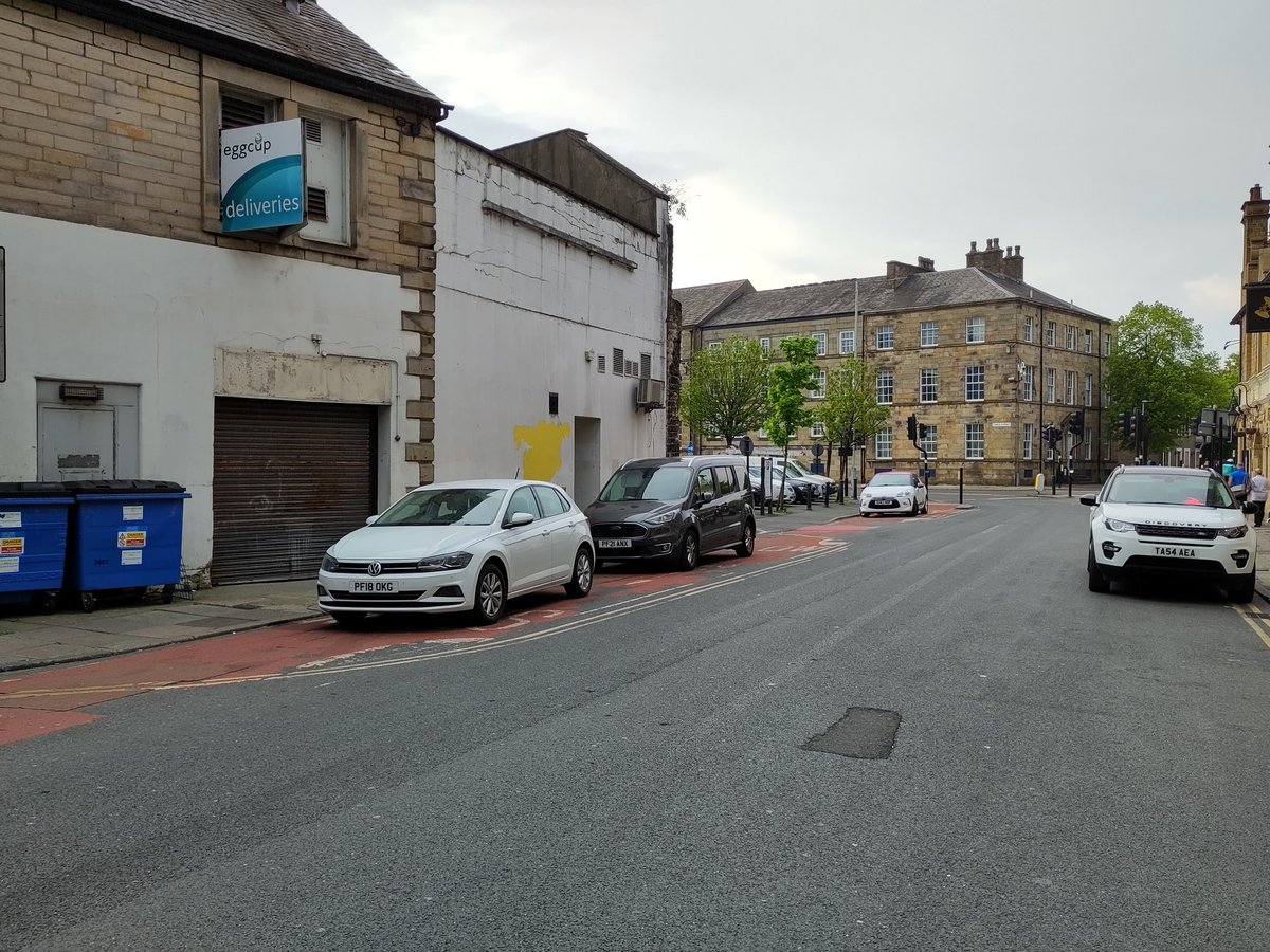 This is one of Lancaster’s few half-decent bits of cycling infrastructure – completely blocked by cars, including licensed taxis.

Why don’t cyclists use cycle lanes? #yplac