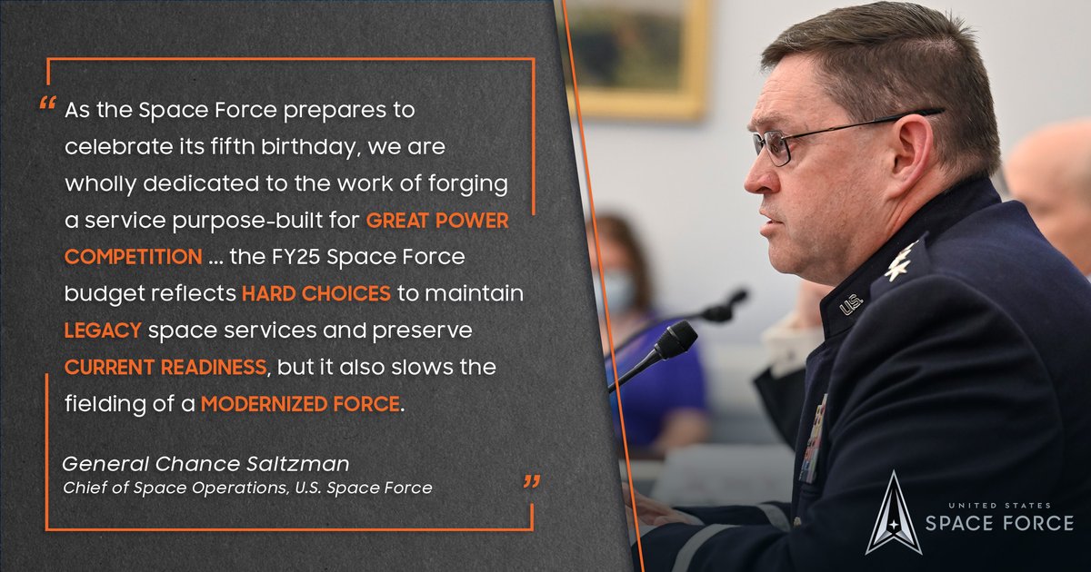 Chief of Space Operations Gen. Chance Saltzman testified to the House Appropriations Committee, explaining the Space Force's warfighting role in the Joint Force and the need to maintain & acquire new technologies. #SemperSupra