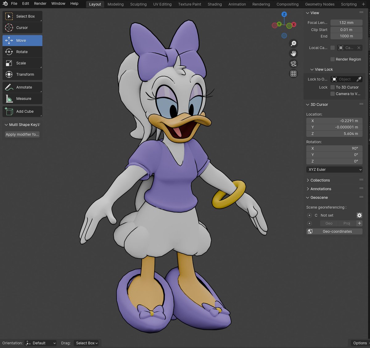 Finished up the 3D model of Daisy Duck from the Mickey Mouse series!
#MickeyMouse #animation #Blender3D