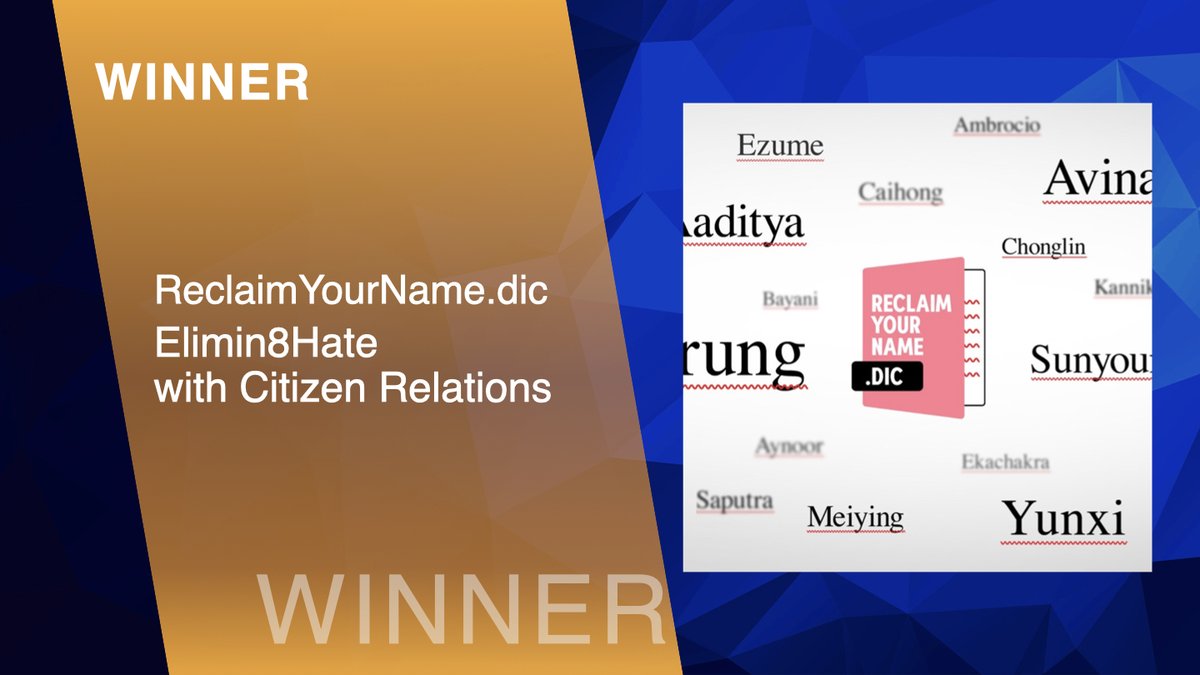 #IN2SABRE WINNER: PERSUASIVE CONTENT: ReclaimYourName.dic - Elimin8Hate with  @citizenpr