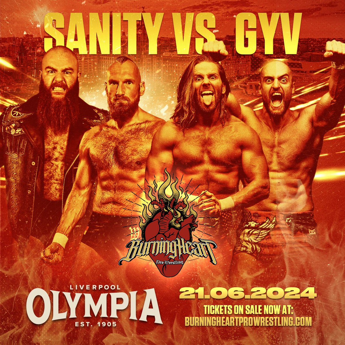 BREAKING! Huge tag team contest signed for Liverpool Olympia June 21st! Sanity vs. GYV! 2 teams who have had incredible success all around the world collide for the FIRST TIME EVER in Liverpool! Who do you have your money on? Link to tickets in our bio 🎟