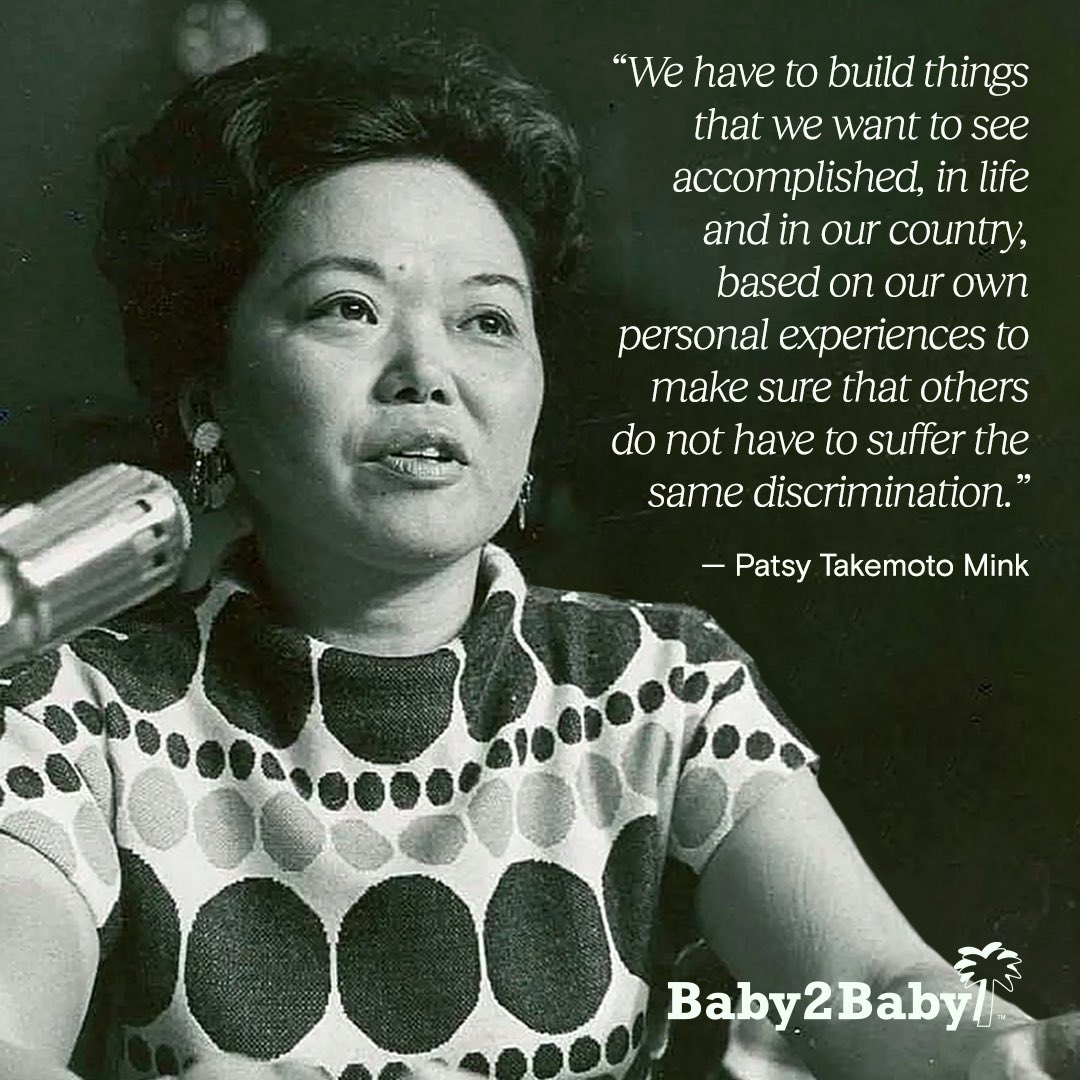 In honor of #AAPIHeritageMonth, we’re featuring a quote from Patsy Takemoto Mink, the first woman of color and the first Asian American woman to be elected to Congress.